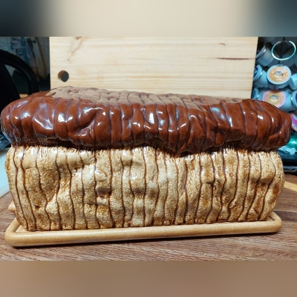 Glazed Ceramic Bread-Loaf Shaped Container - Picture 3 of 11